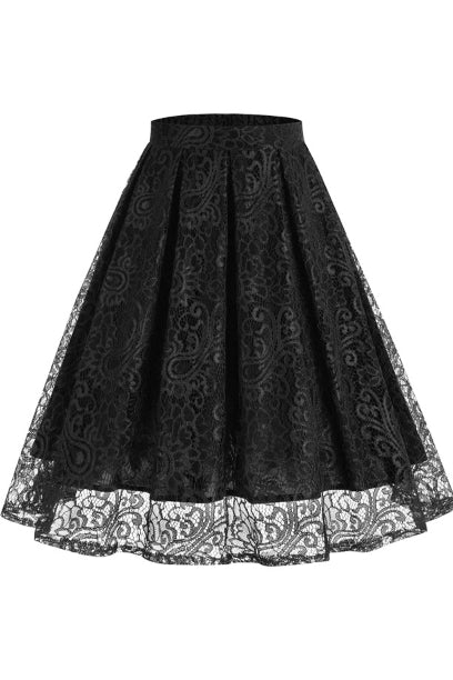 Black Lace A-line Vintage Skirt