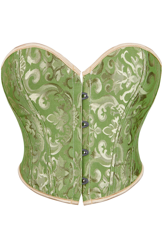 Green Strapless Lace-Up Jacquard Bustier Corset Top