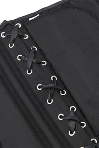 Black Jacquard Lace-Up Underbust Corset Top