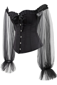Gothic Black Off-Shoulder Illusion Long Sleeves Corset Top