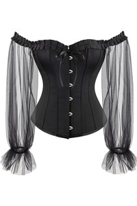 Gothic Black Off-Shoulder Illusion Long Sleeves Corset Top