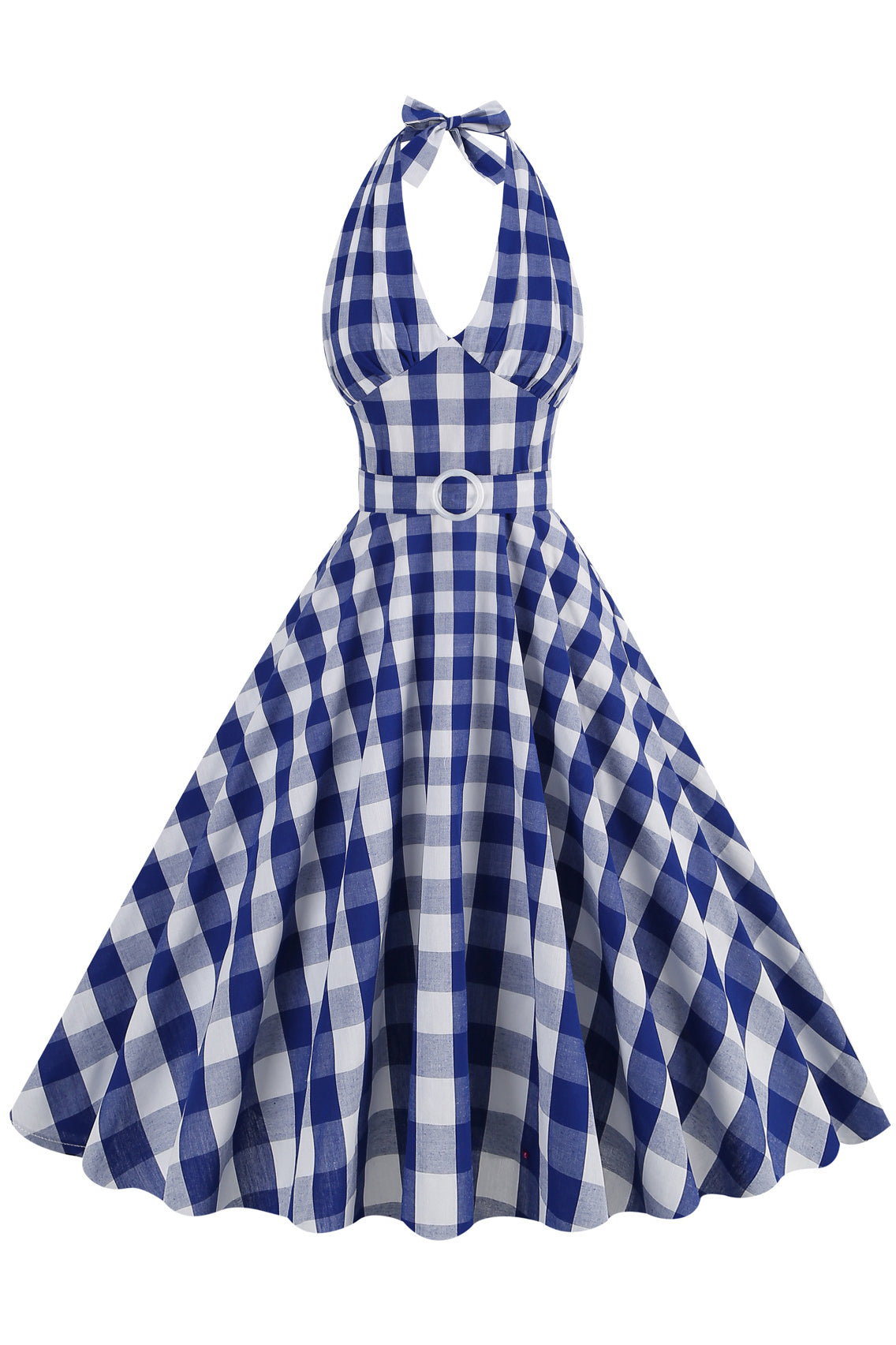Monroe Blue Plaid Halter Dress