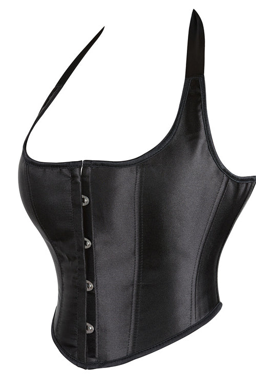 Black Halter Bustier Corset Top