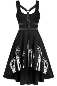 Halloween Black A-line Skeleton Prints Vintage Dress
