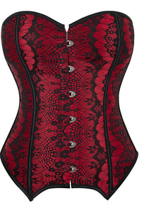 Wine Red Lace-Up Strapless Lace Bustier Corset Top