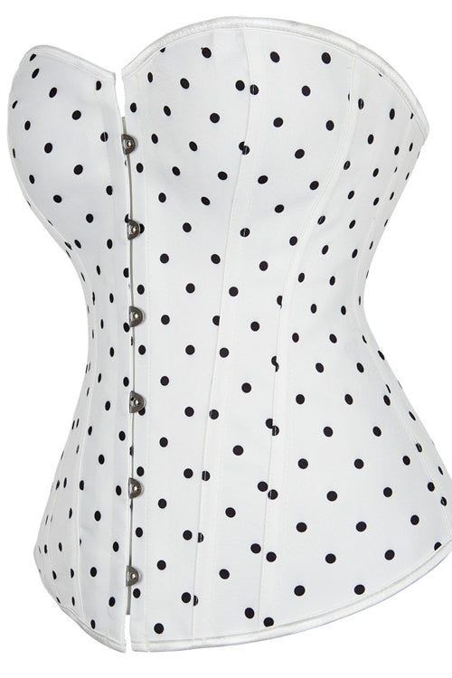 White Dots Strapless Lace-Up Bustier Corset Top
