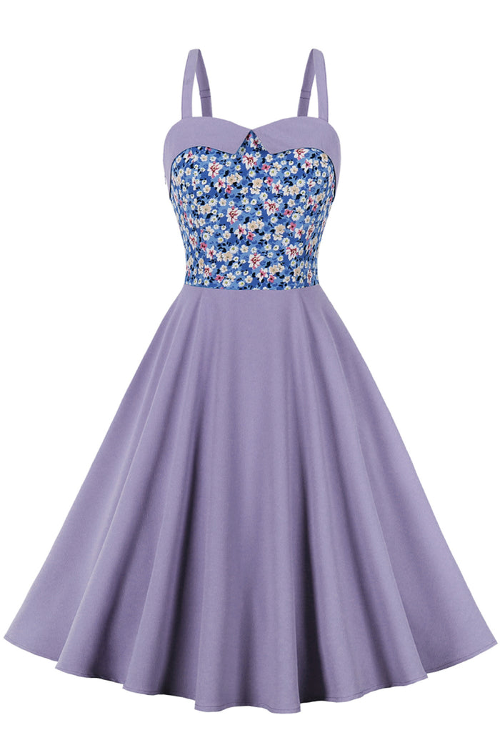 Lavender Floral Top A-line Slip Vintage Dress