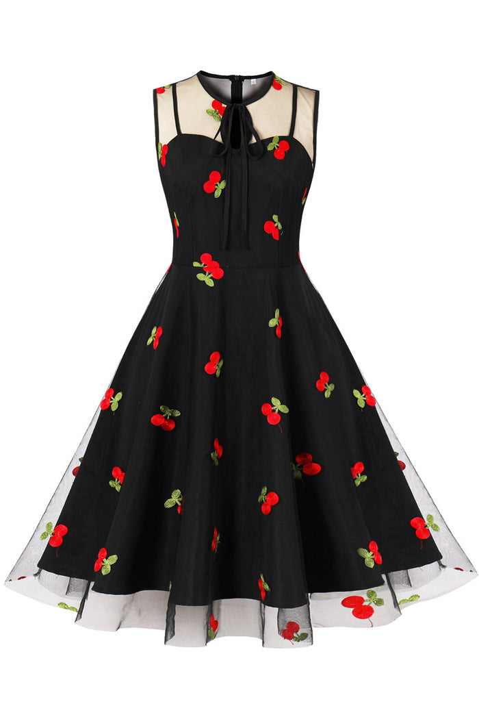 Black Cherry Sleeveless A-line Vintage Dress