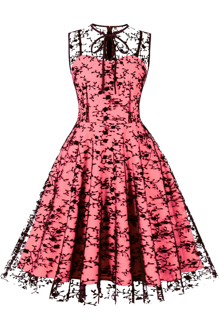 Watermelon Embroidery Sleeveless A-line Vintage Dress