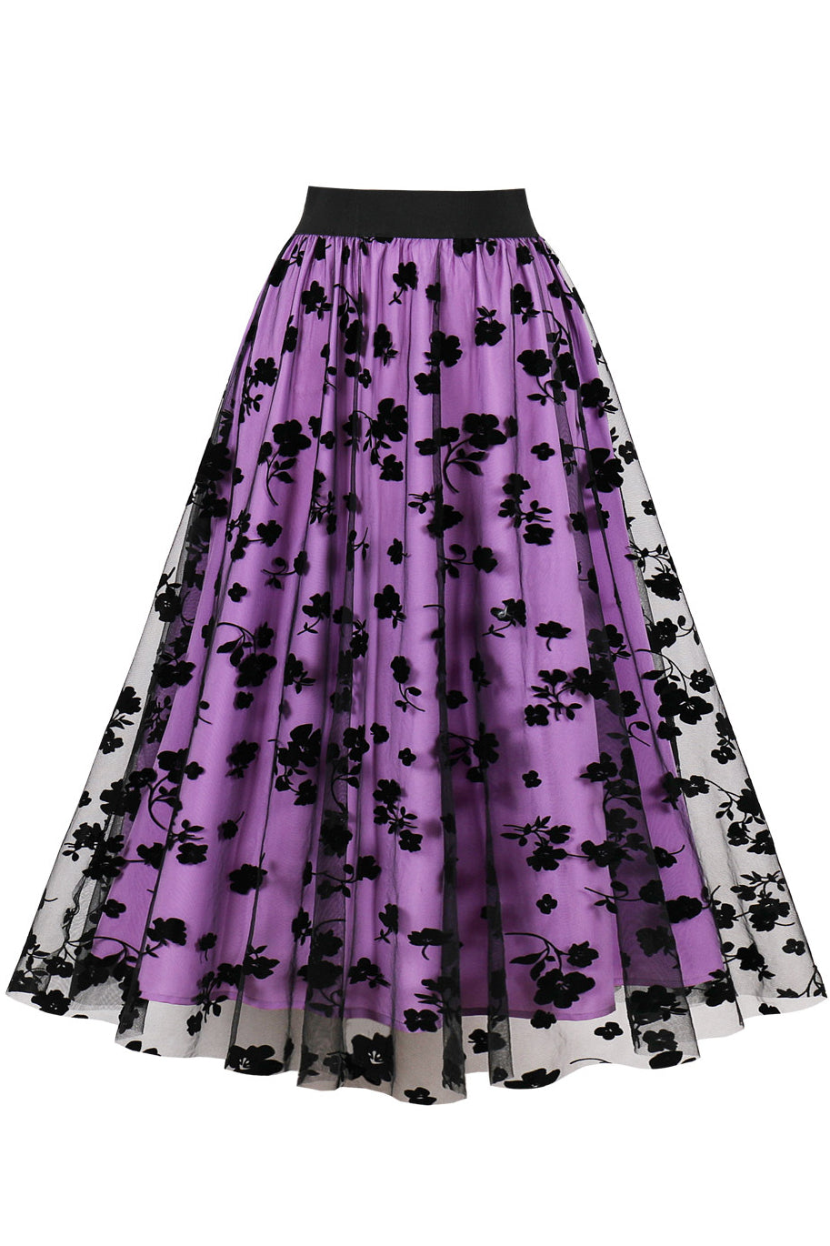 ★新品★Lu. I-Line Skirt / Black Flower Willow Midi Skirt - Black Ditsy Floral - Petal & Pup USA