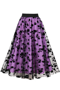 Black Floral A-line Skirt