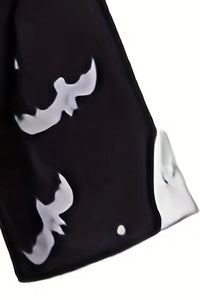 Black Halloween Bat Prints A-line Vintage Dress