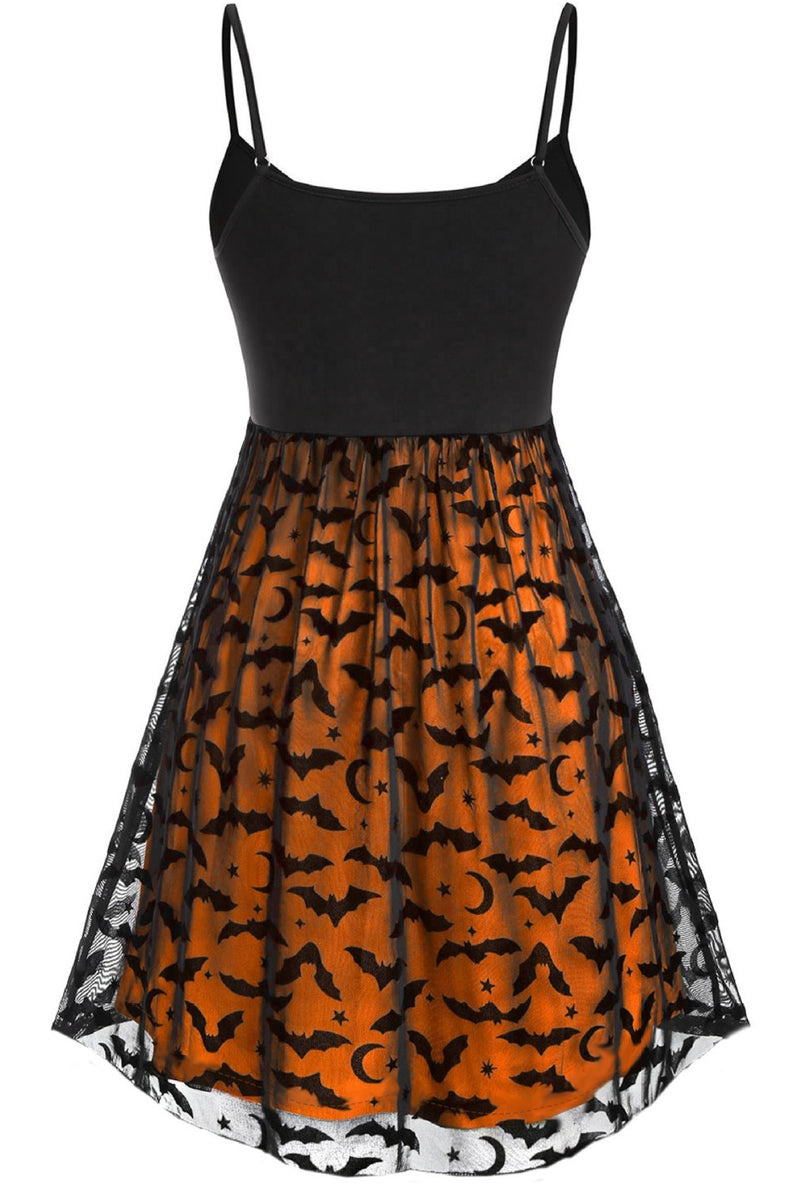 Sexy Orange Bat Empire Silp Vintage Dress
