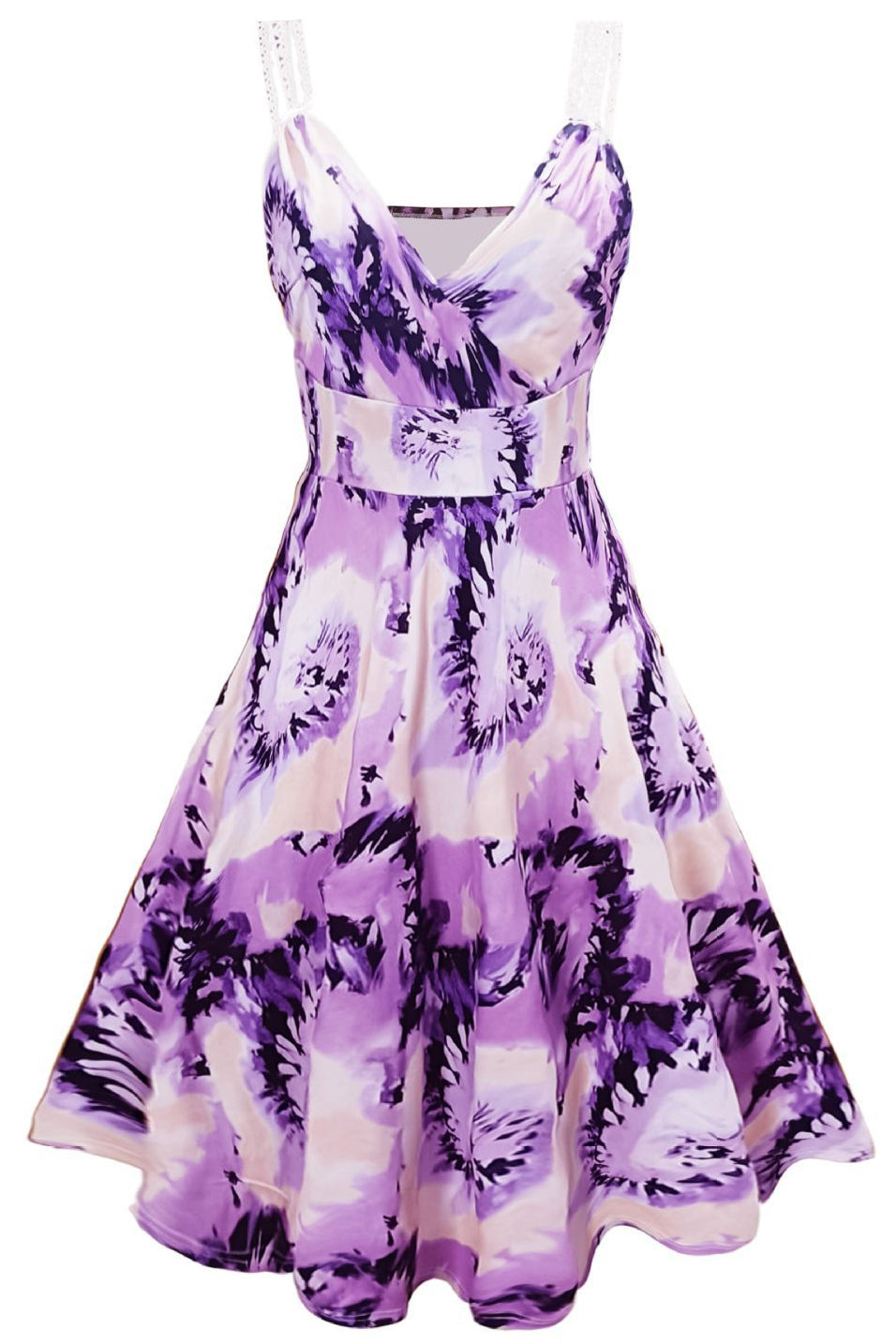 Purple Prints Silp Vintage Dress