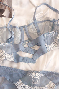 Blue Embroidery Lace Lingerie
