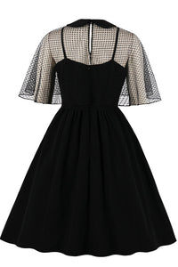 Black Cape Collar A-line Vintage Dress