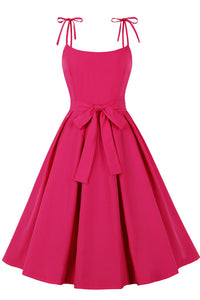 Rose Pink Bow Tie Straps Vintage Dress