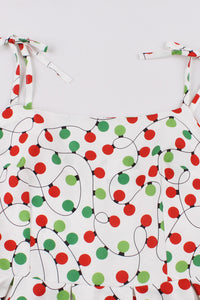 Red and Green Dot Bow Tie Straps Vintage Dress