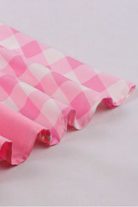 Pink Plaid Sleeveless A-line Vintage Dress