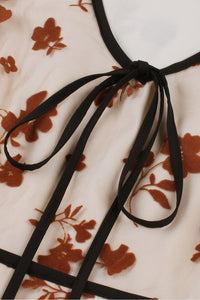 Apricot A-line Floral Sleeveless Vintage Dress