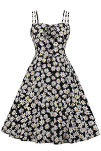 Black Floral A-line Slip Vintage Dress