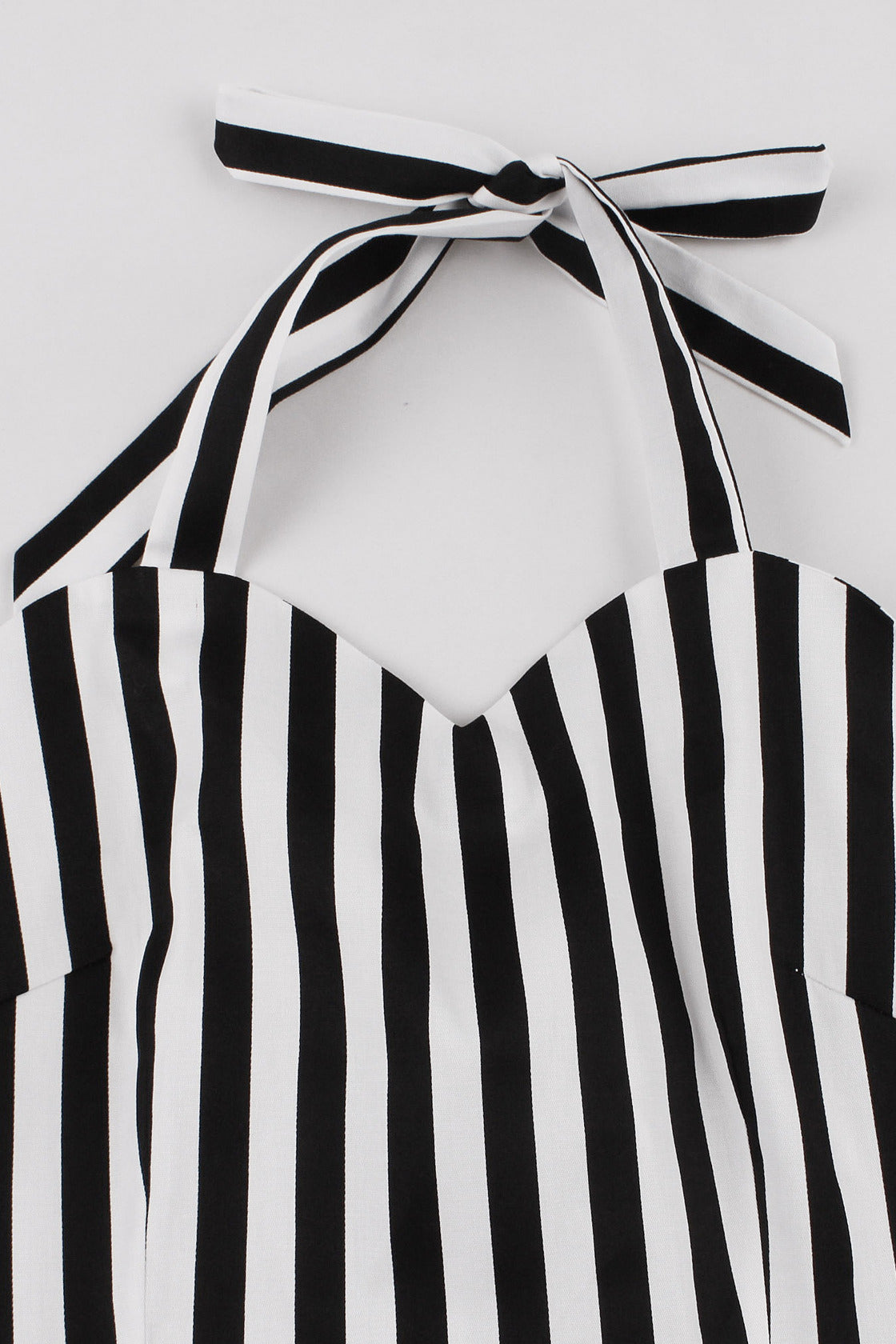 Black and White Stripes Halter A-line Vintage Dress