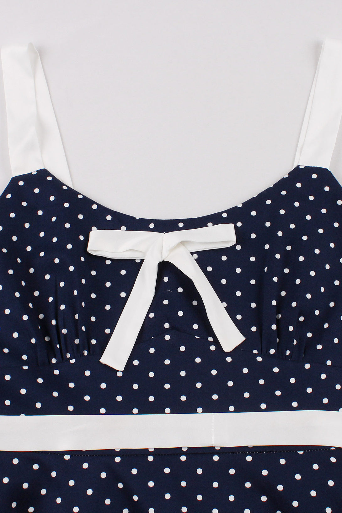 Navy Blue Dot A-line Vintage Dress with Bow