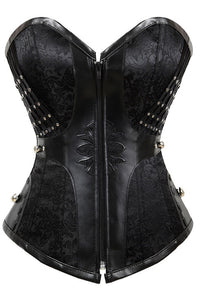 Gothic Black Strpaless Leather Lace-Up Bustier Corset Top