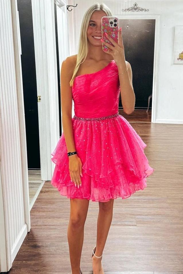 Hot pink short prom dresses on sale