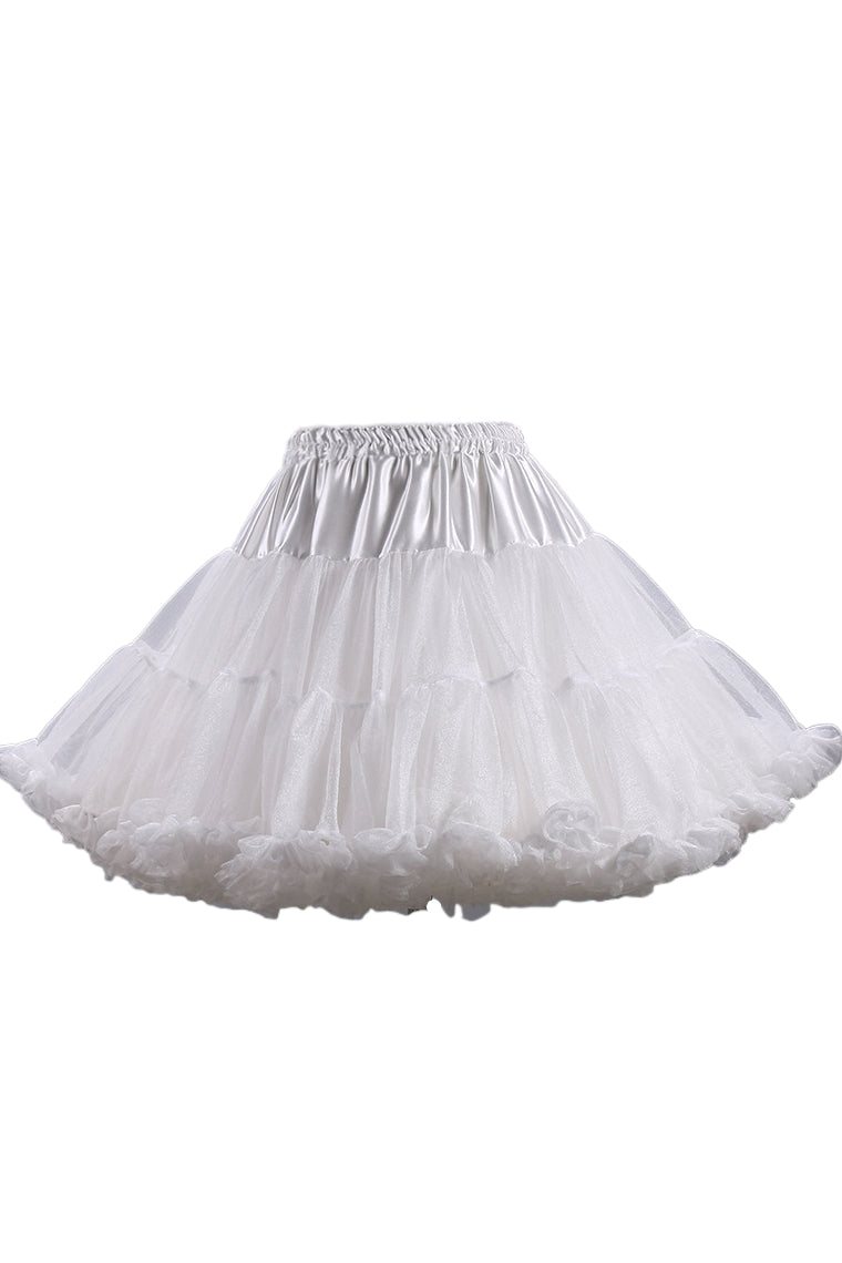 White Tulle Ruffled Tutu Mini Petticoat
