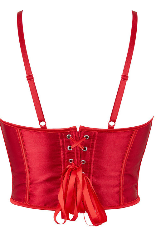 Red Lace-Up Straps Bustier Corset Top