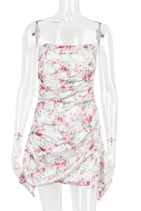 Strapless Aqua Irregular Hem Short Dress