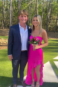 Sweetheart Fuchsia Fitted Frill Dress