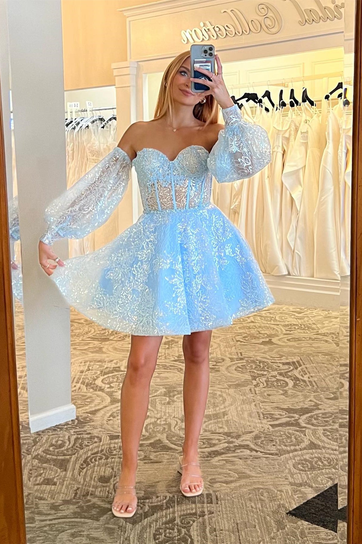 Strapless Sequin Short Homecoming Party Dress