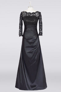 Long Black A Line Mother Of The Bride Dress