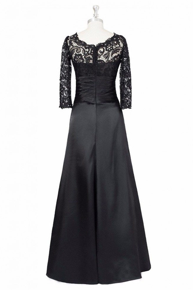 Long Black A Line Mother Of The Bride Dress