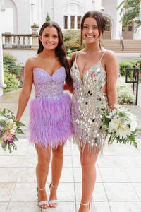 Black Strapless Appliques Homecoming Dress with Feathers