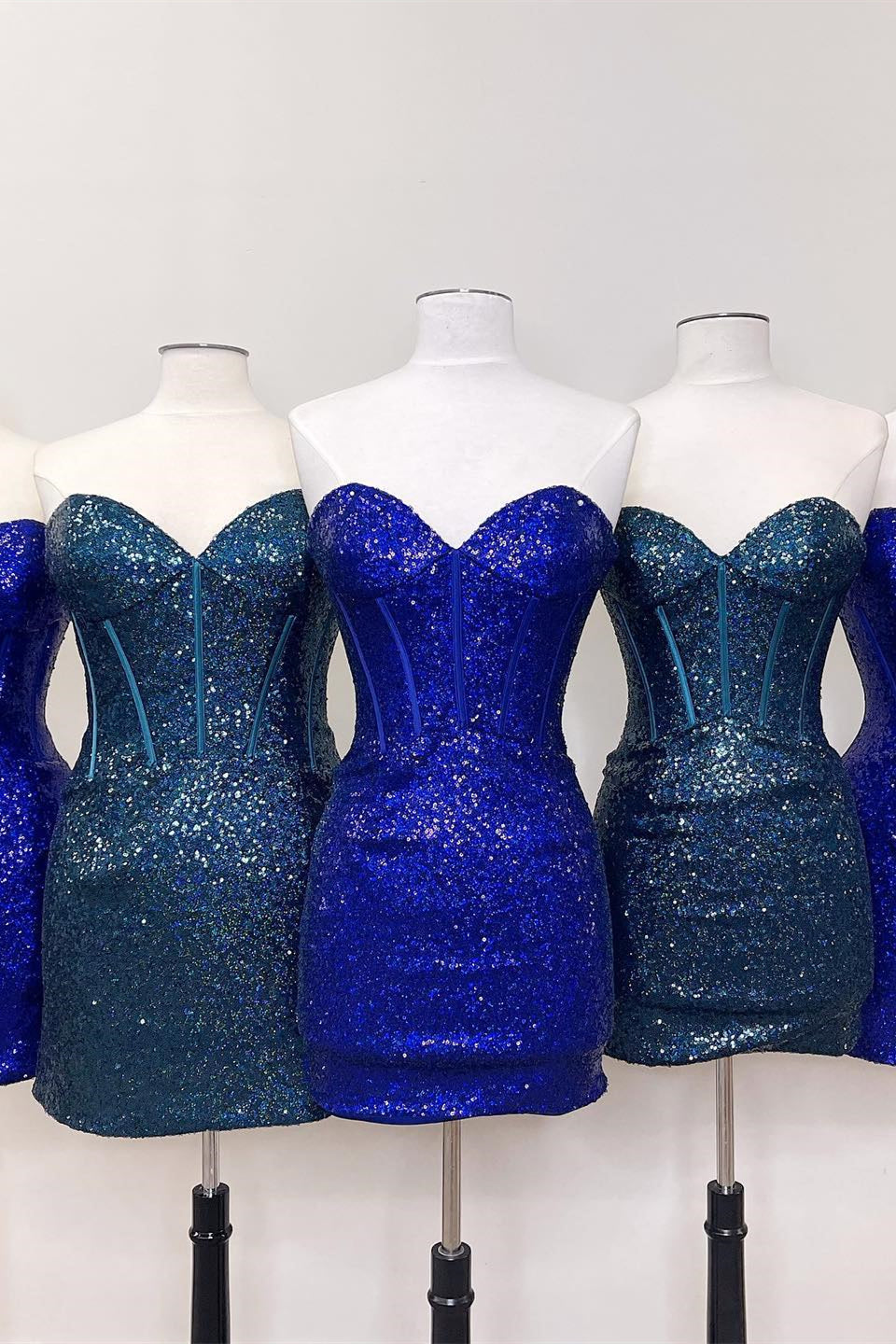 Royal Blue Strapless Sequins Sheath Homecoming Dress