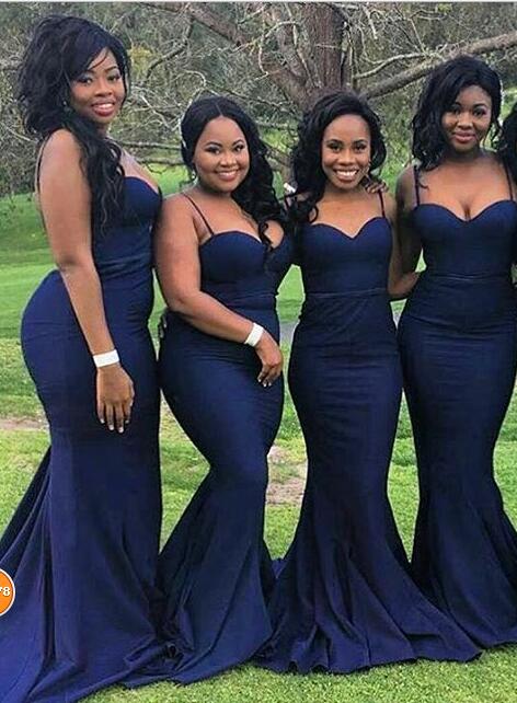 Peach and navy hot sale blue bridesmaid dresses