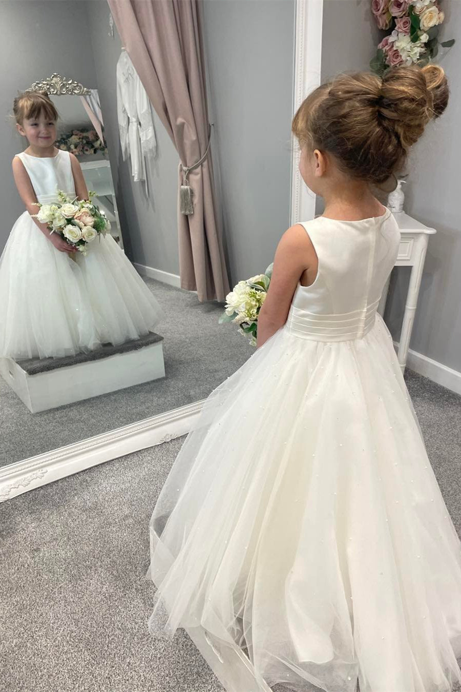 Pleated flower girl dress sale