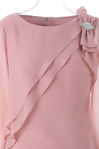 Pink Ruffles 3/4 Sleeves Mother of the Bride Pant Suits
