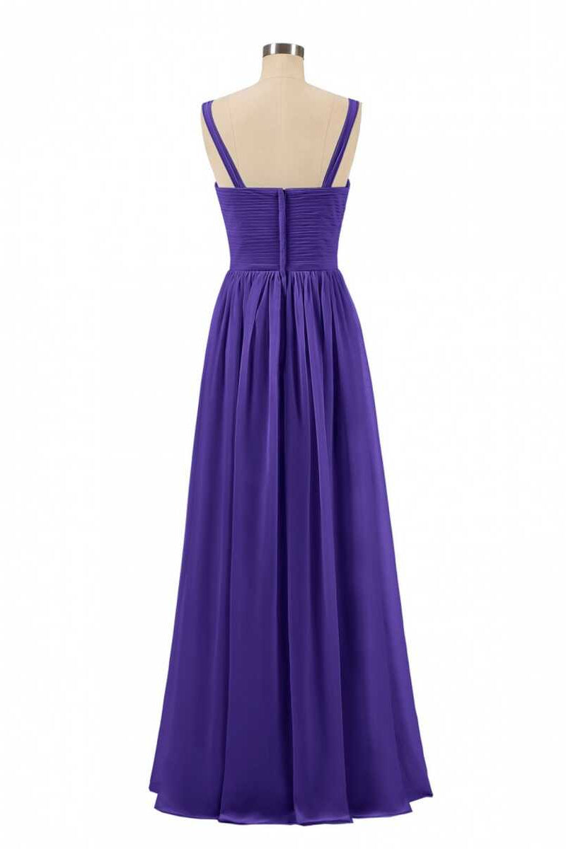 Purple Chiffon Sweetheart Straps A-Line Bridesmaid Dress