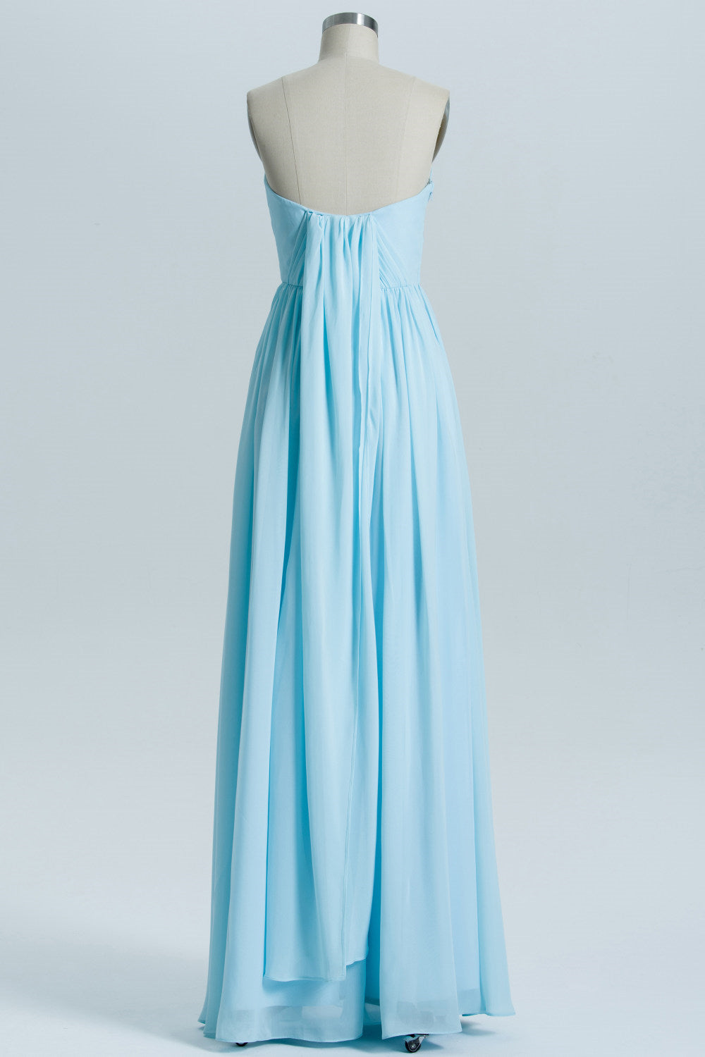 Blue Chiffon A-line Long Convertible Bridesmaid Dress