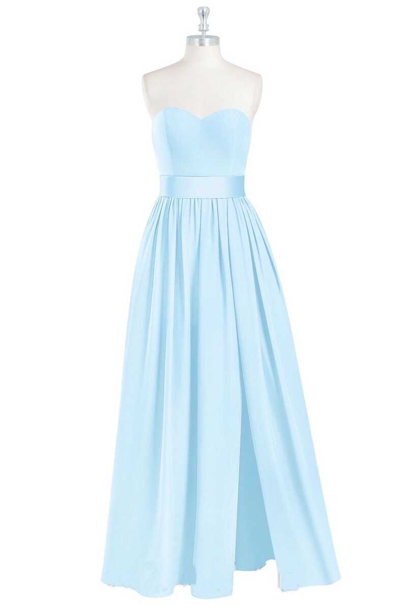 Light Blue Sweetheart A-Line Bridesmaid Dress with Slit