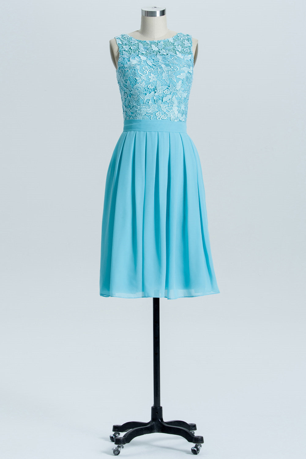 Princess Blue Lace and Chiffon Short A-line Homecoming Dress