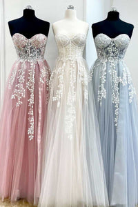 Tulle Floral Lace Sweetheart A-Line Prom Gown