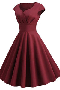 1950s Burgundy Pleated Warp Swing Dress