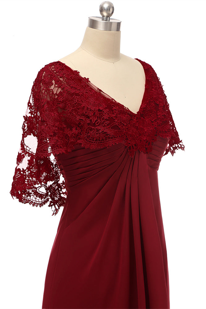 Mermaid Wine Red Ruffled Long Mother of the Bride Dress