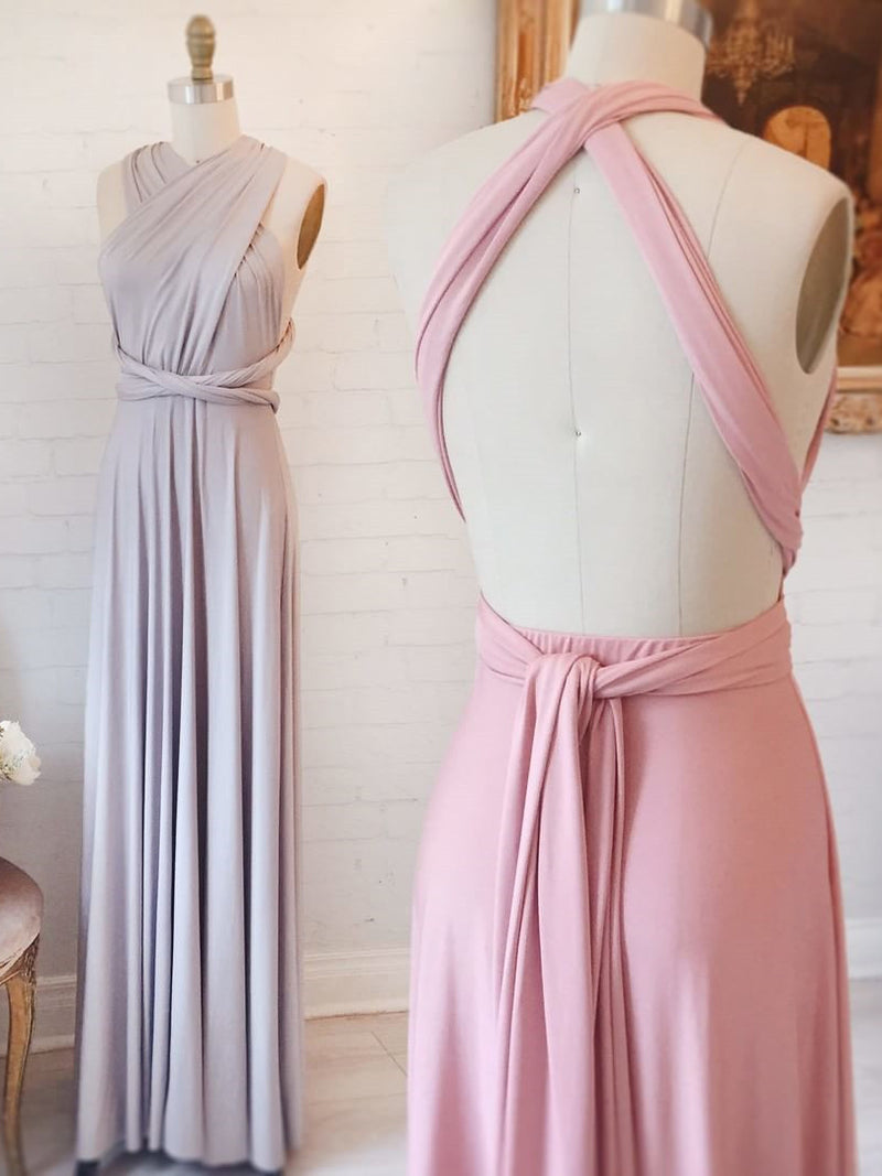 Elegant A-Line Pink Long Bridesmaid Dress Wedding Party Dress
