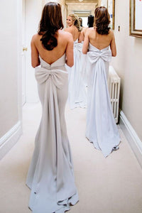 Elegant Strapless Mermaid Long Bridesmaid Dress with Bow